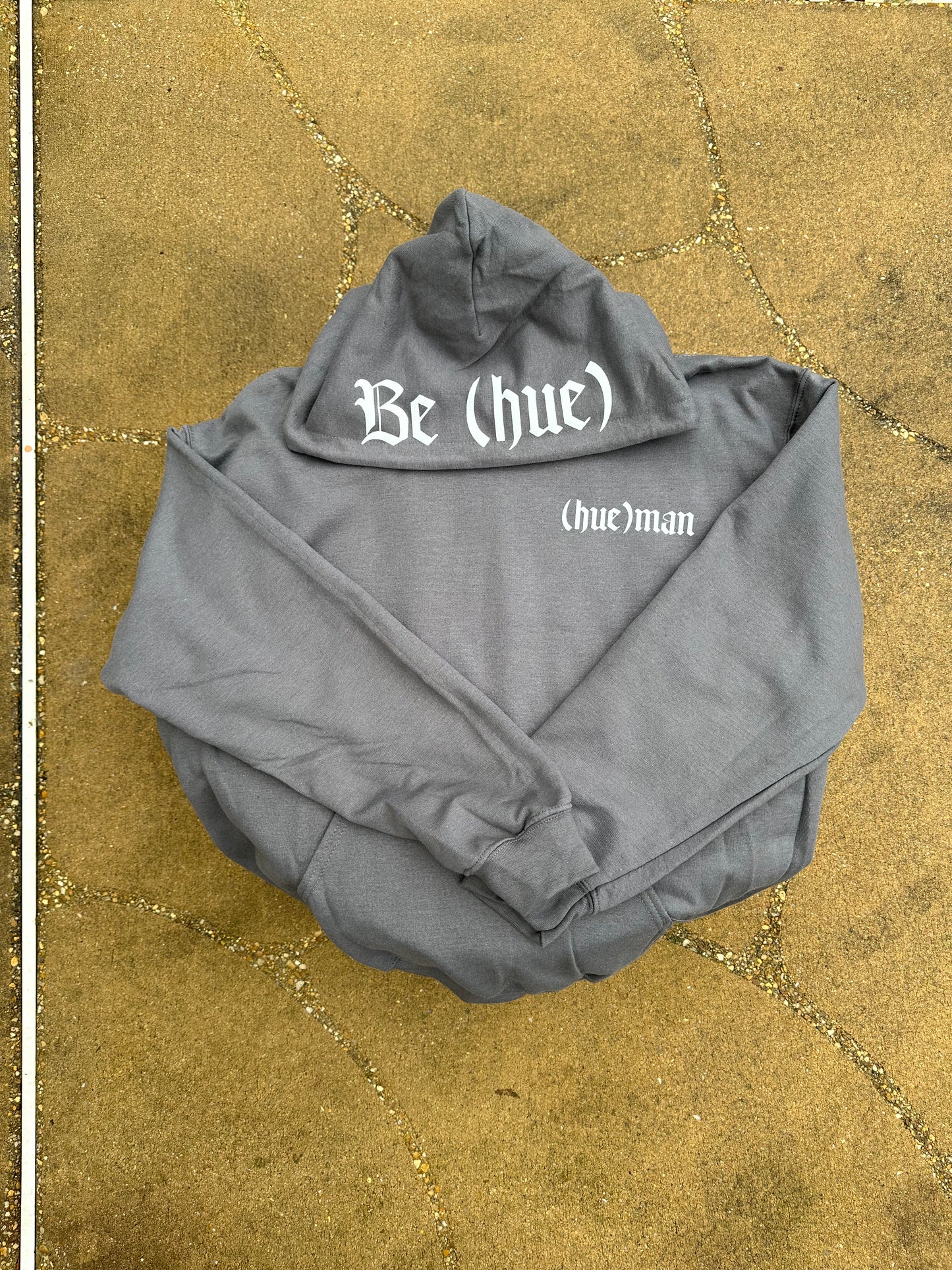 "Be (hue)" Medieval Hoodie (Charcoal/White)
