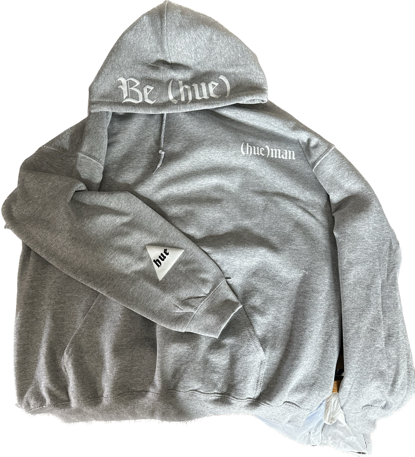 "Be (hue)" Medieval Hoodie (Light Grey/White)