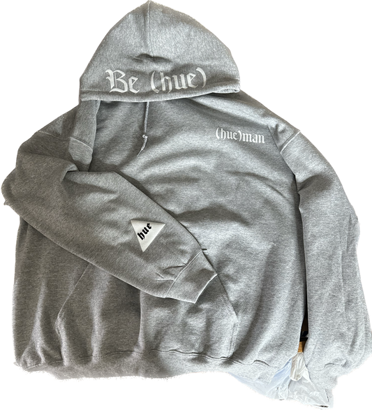 "Be (hue)" Medieval Hoodie (Light Grey/White)