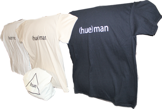 "(hue)man" T-Shirt (Black, Sand, + White)
